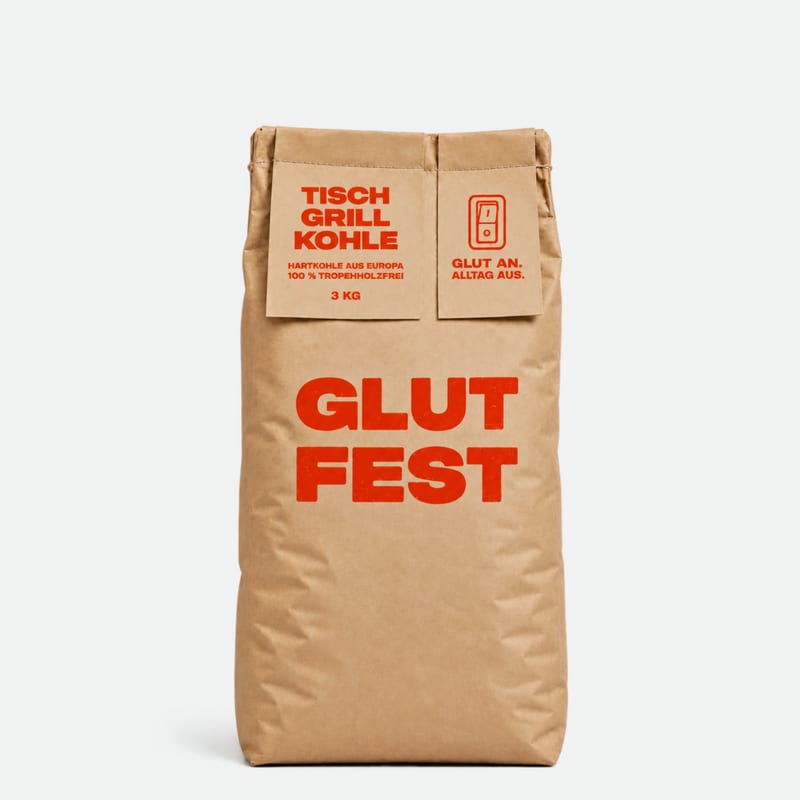 Glutfest Tischgrillkohle im 3-kg-Sack